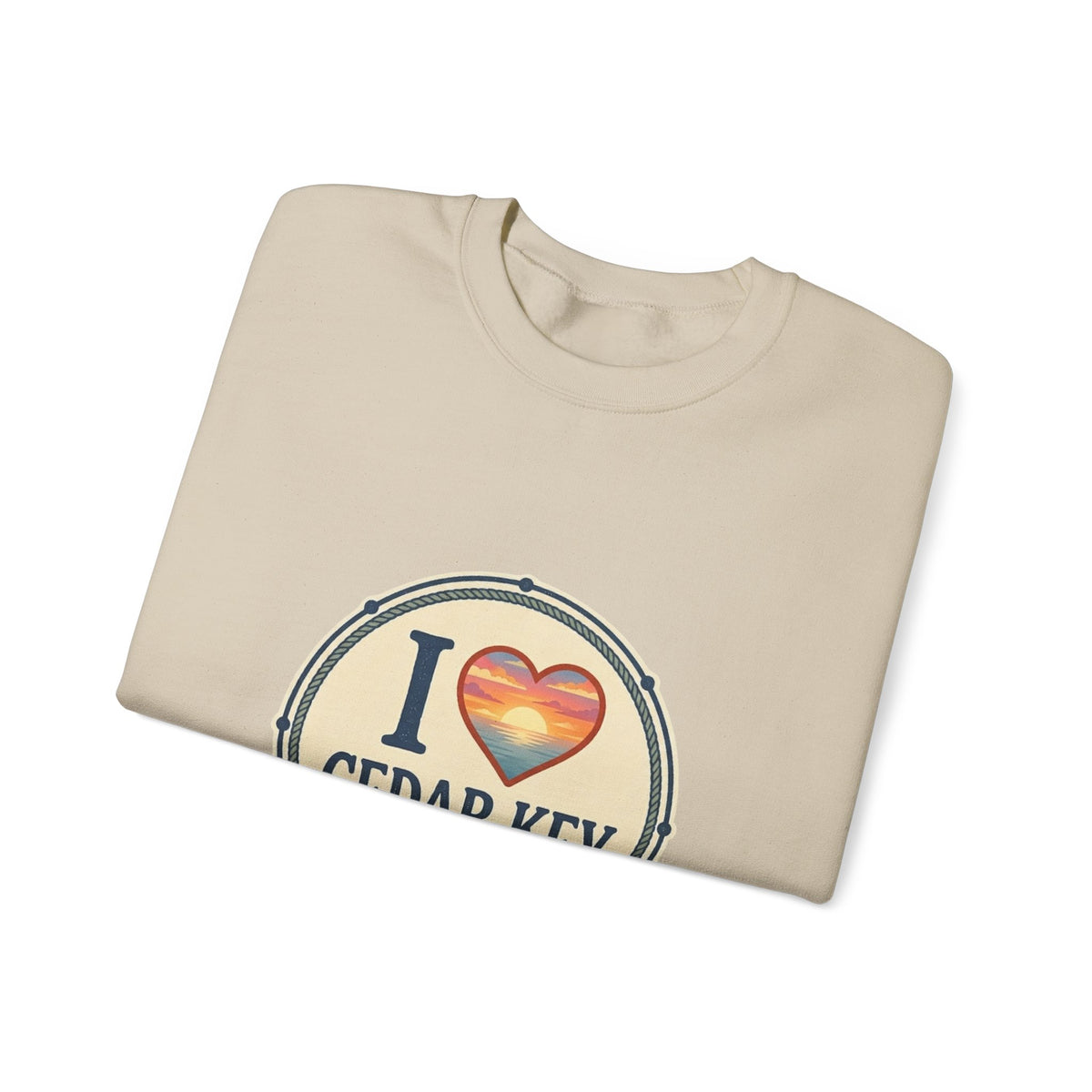 Cedar Key Heart Crewneck Sweatshirt — I Love Cedar Key Vintage Logo