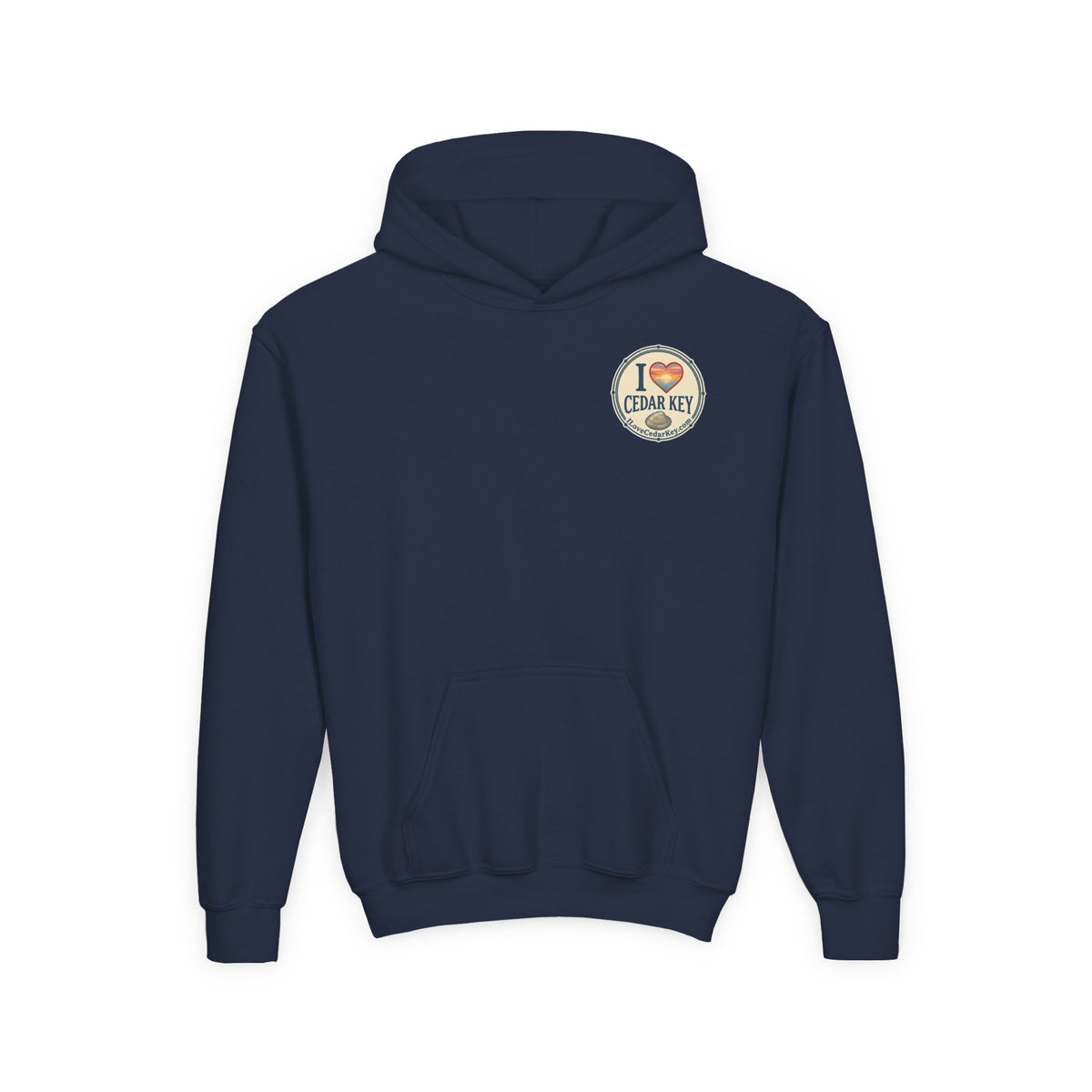 Youth Hoodie — I Love Cedar Key Logo Hooded Sweatshirt