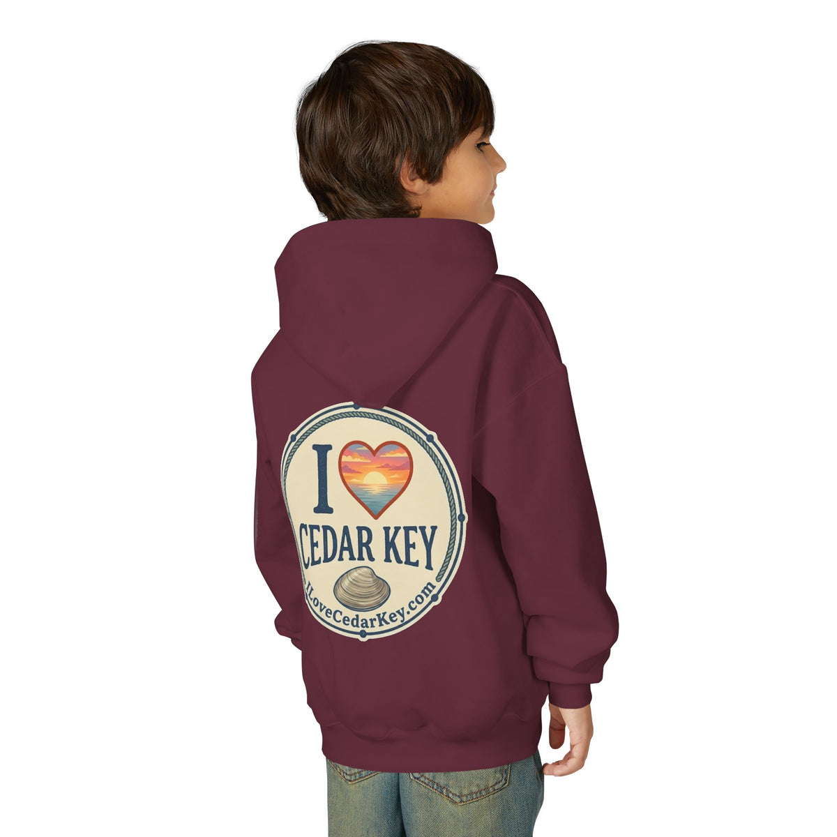 Youth Hoodie — I Love Cedar Key Logo Hooded Sweatshirt