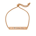 I Love Cedar Key Gold Bar Bracelet — Adjustable Personalized "I ❤️  Cedar Key"