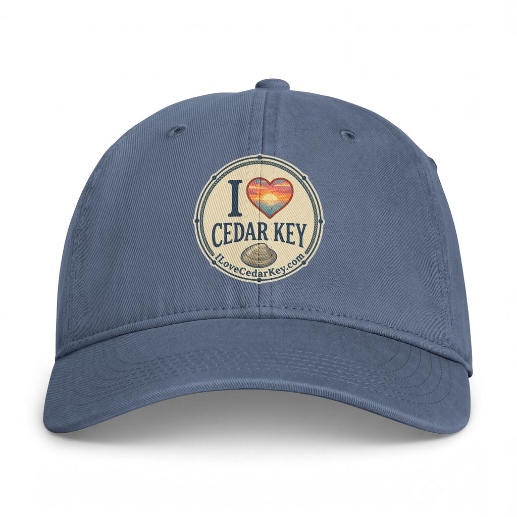 Official "I Love Cedar Key" Vintage Cotton Beach Cap | Coastal Fishing