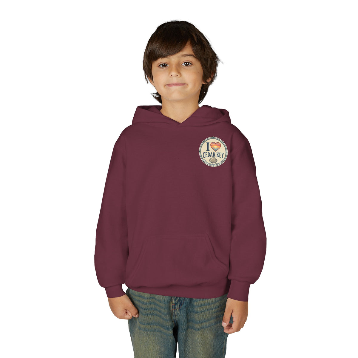 Youth Hoodie — I Love Cedar Key Logo Hooded Sweatshirt