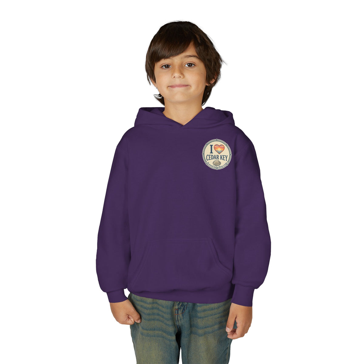 Youth Hoodie — I Love Cedar Key Logo Hooded Sweatshirt