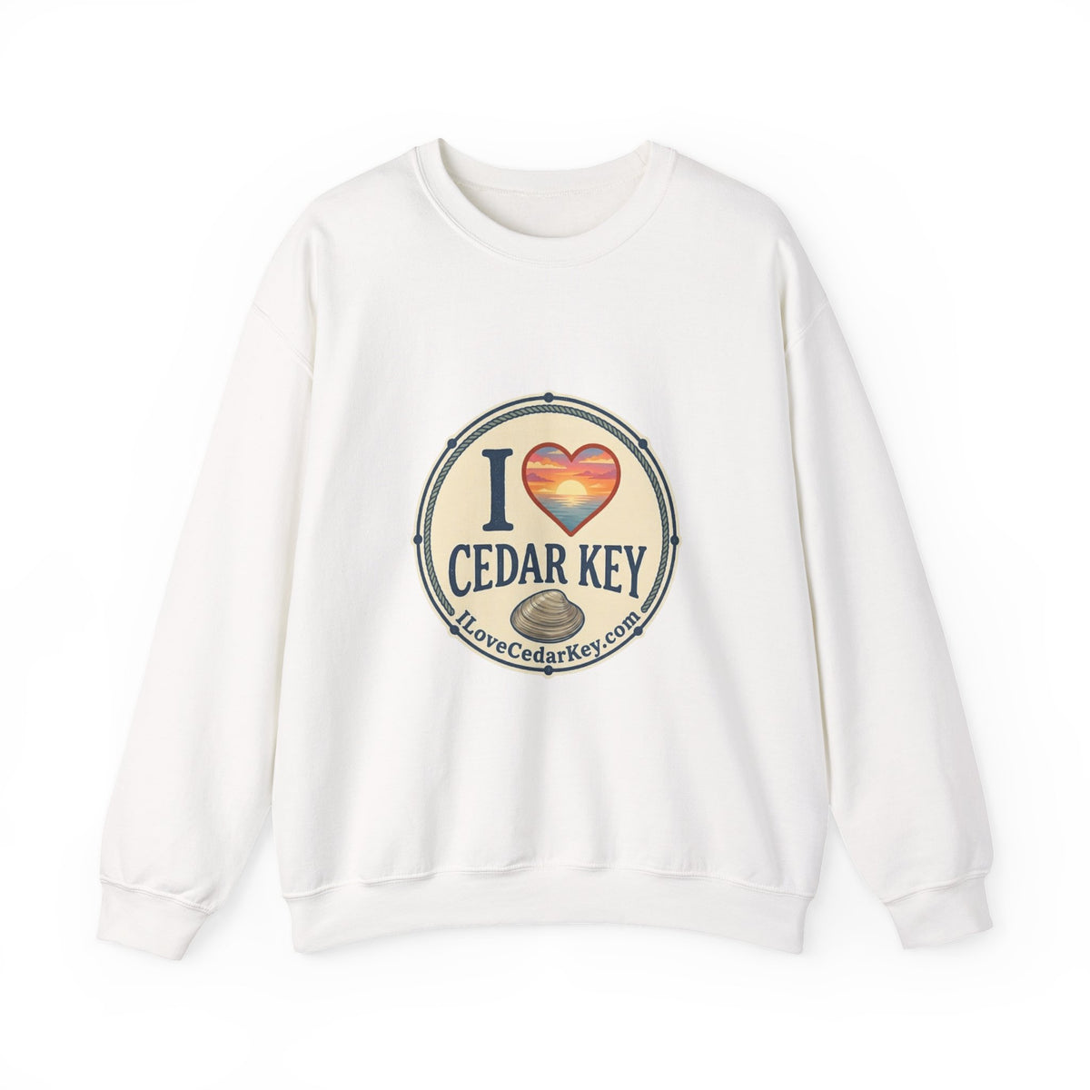 Cedar Key Heart Crewneck Sweatshirt — I Love Cedar Key Vintage Logo
