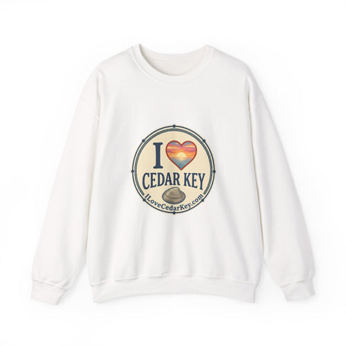 Cedar Key Heart Crewneck Sweatshirt — I Love Cedar Key Vintage Logo