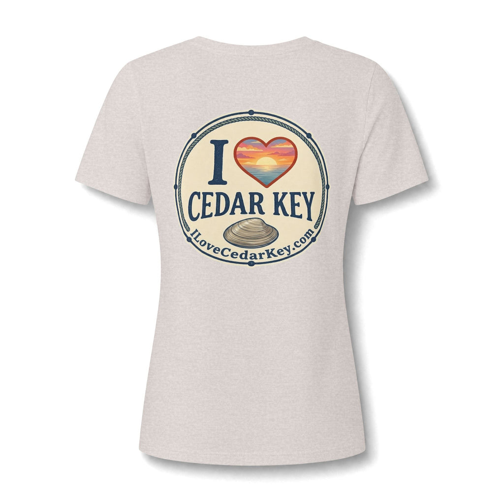I Love Cedar Key Women's Relaxed V-Neck Tee — Soft Heathered Everyday Shirt