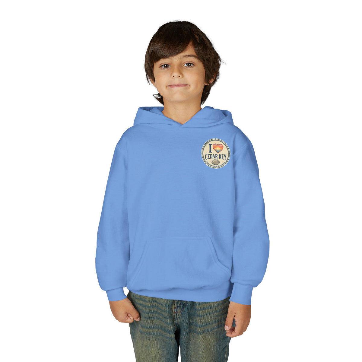 Youth Hoodie — I Love Cedar Key Logo Hooded Sweatshirt
