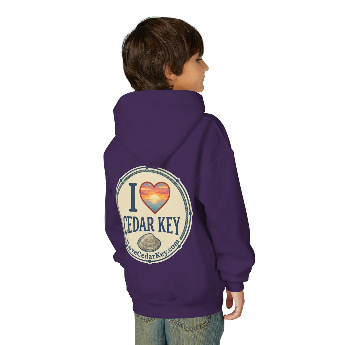Youth Hoodie — I Love Cedar Key Logo Hooded Sweatshirt