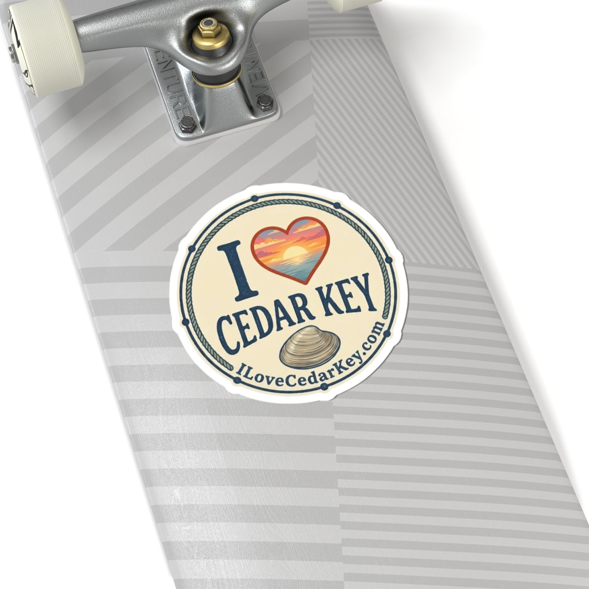 I  Love Cedar Key logo Cut Sticker — Coastal Sunset Souvenir Sticker