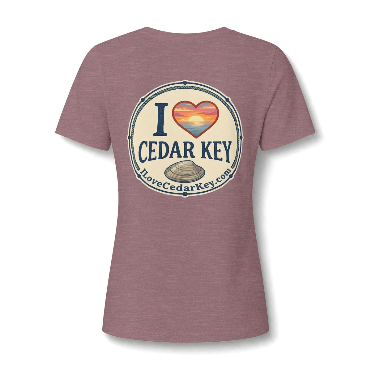 I Love Cedar Key Women's Relaxed V-Neck Tee — Soft Heathered Everyday Shirt
