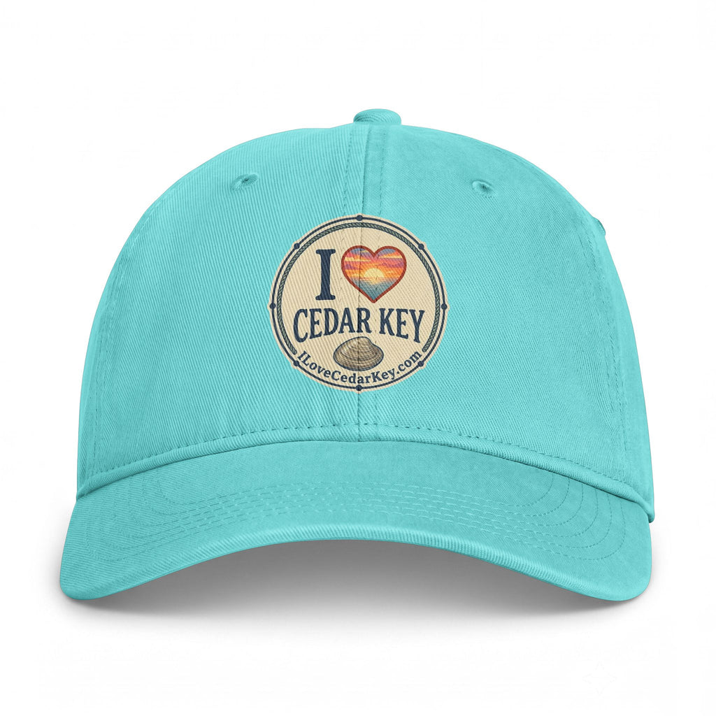 Official "I Love Cedar Key" Vintage Cotton Beach Cap | Coastal Fishing