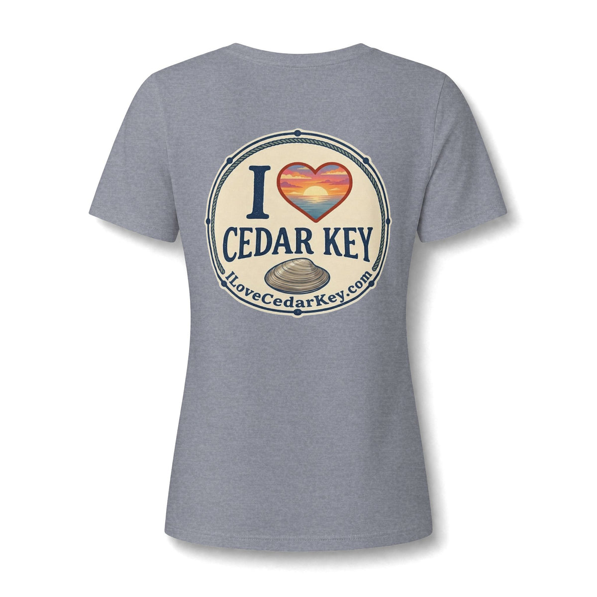 I Love Cedar Key Women's Relaxed V-Neck Tee — Soft Heathered Everyday Shirt