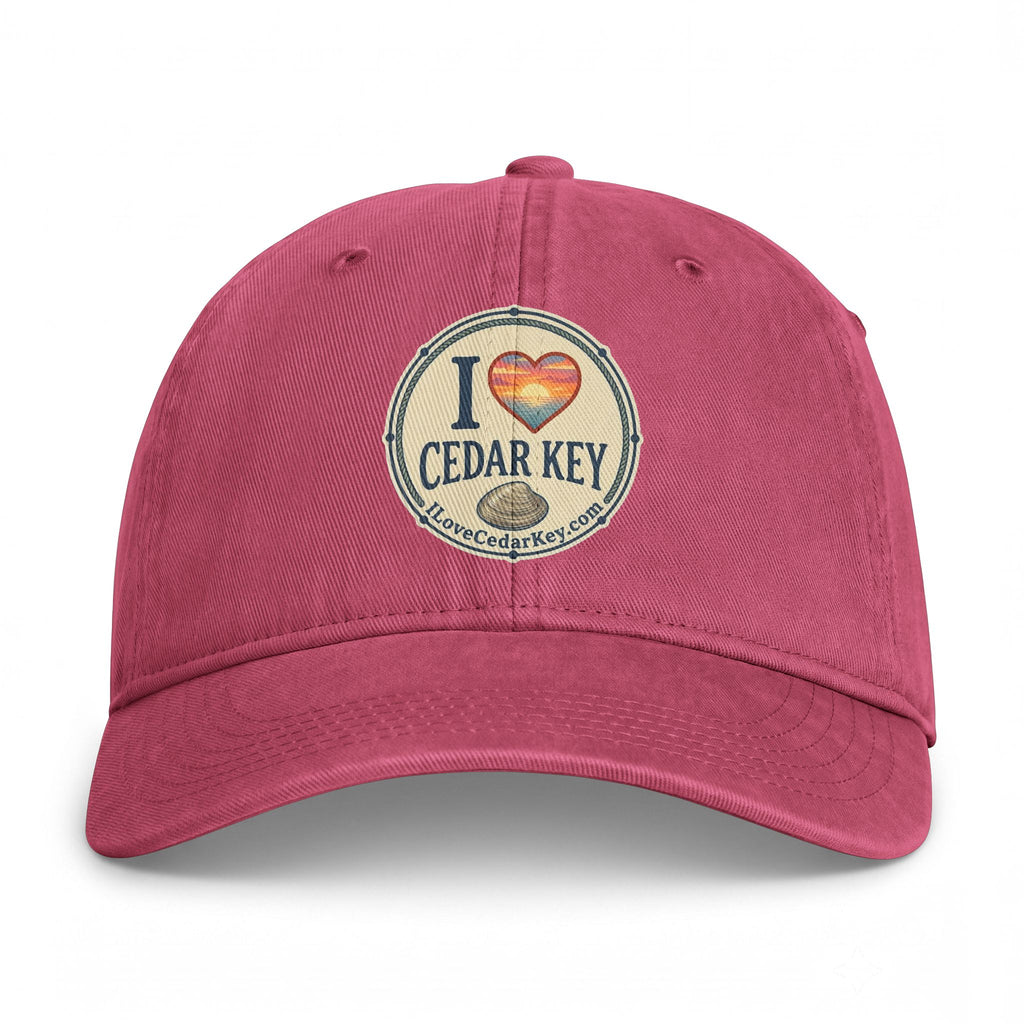 Official "I Love Cedar Key" Vintage Cotton Beach Cap | Coastal Fishing