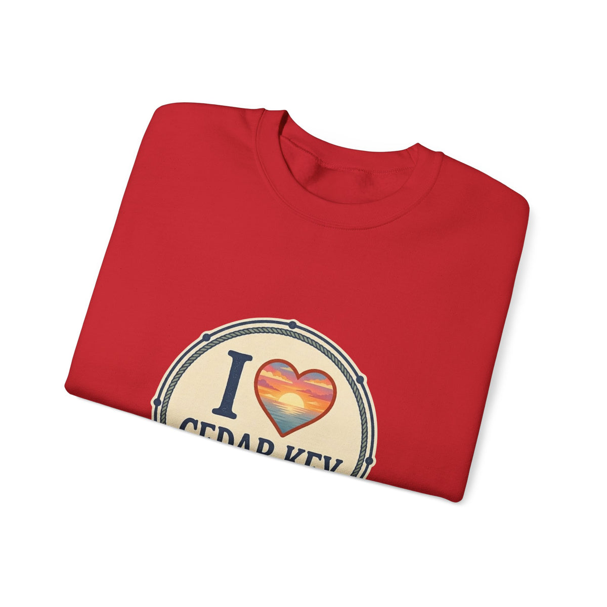 Cedar Key Heart Crewneck Sweatshirt — I Love Cedar Key Vintage Logo