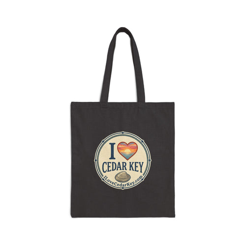 Cedar Key Cotton Tote Bag – I  Love Cedar Key logo Beach Market Bag