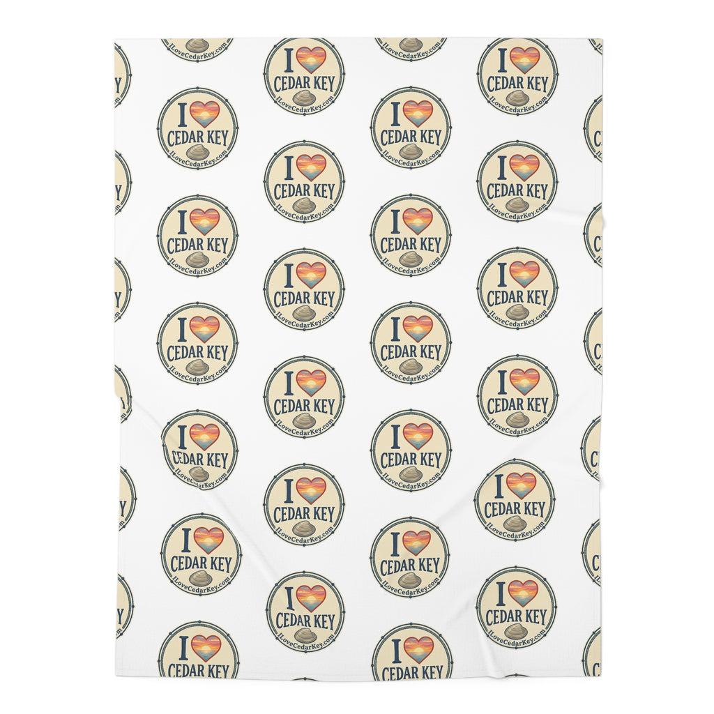 I Love Cedar Key Baby Swaddle Blanket — Soft Newborn Swaddling Wrap, Local Town Keepsake Gift