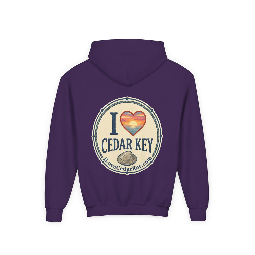 Youth Hoodie — I Love Cedar Key Logo Hooded Sweatshirt