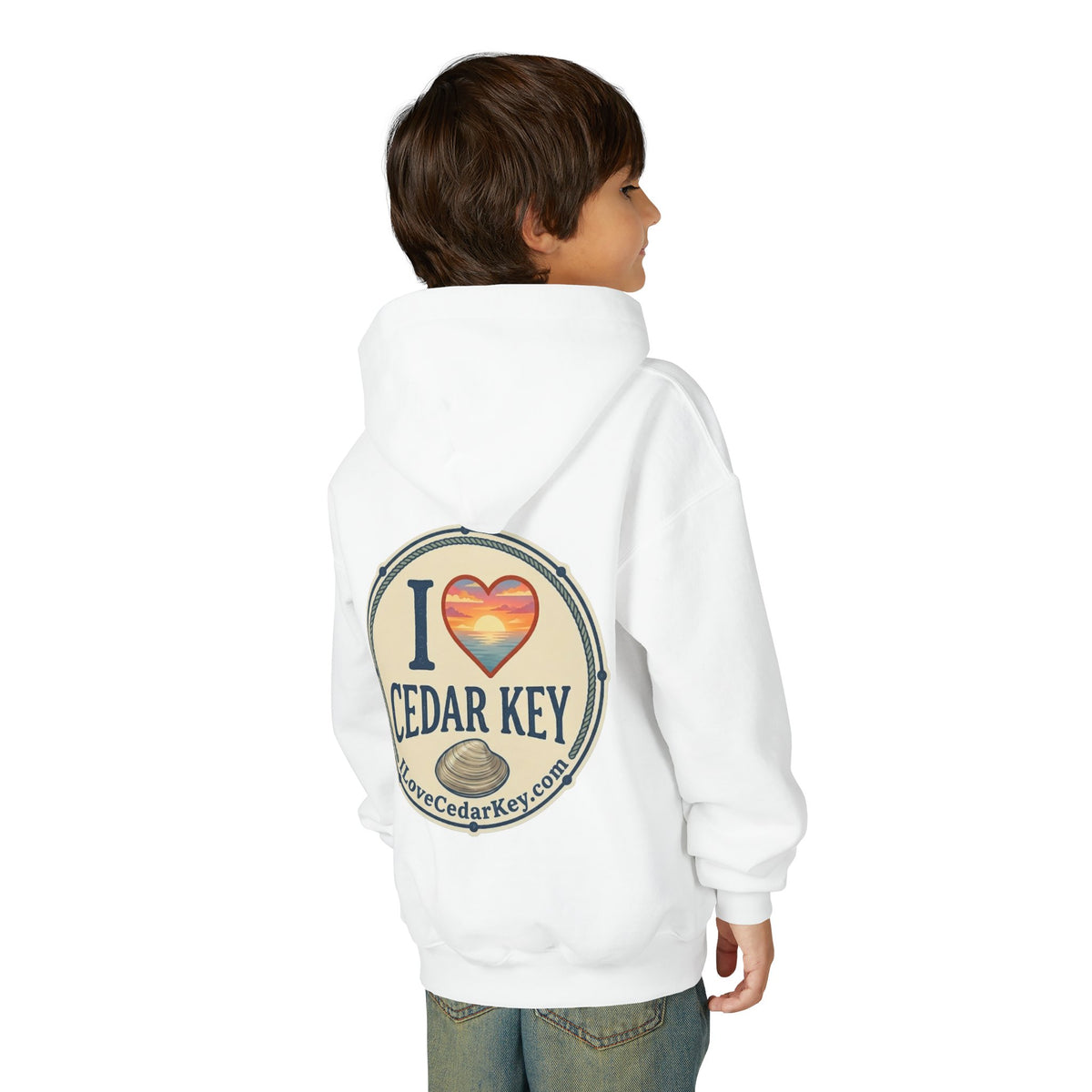 Youth Hoodie — I Love Cedar Key Logo Hooded Sweatshirt