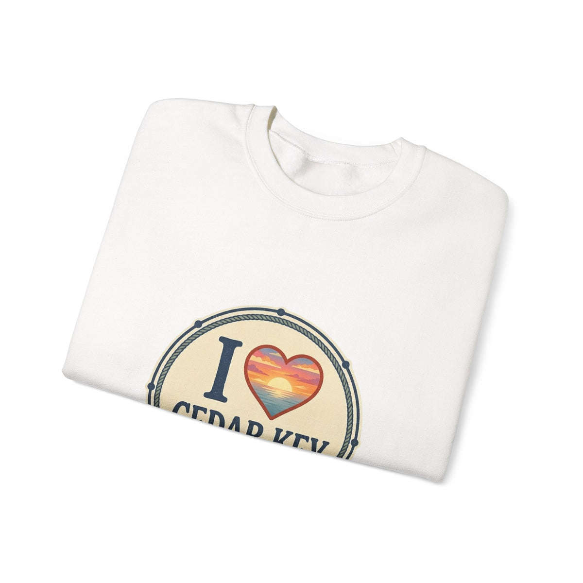 Cedar Key Heart Crewneck Sweatshirt — I Love Cedar Key Vintage Logo