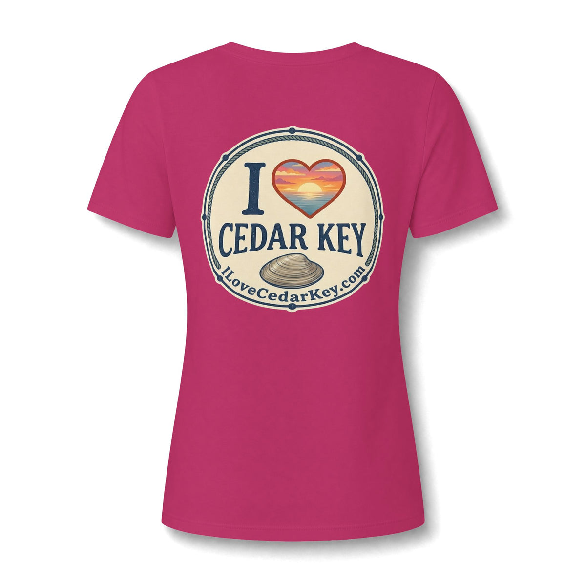 I Love Cedar Key Women's Relaxed V-Neck Tee — Soft Heathered Everyday Shirt