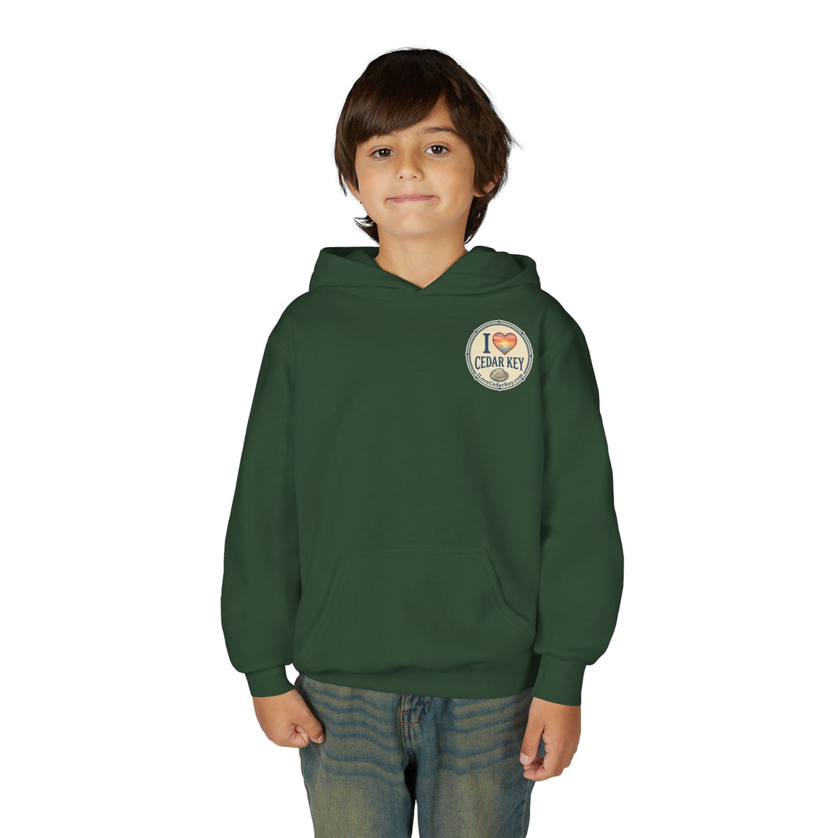 Youth Hoodie — I Love Cedar Key Logo Hooded Sweatshirt