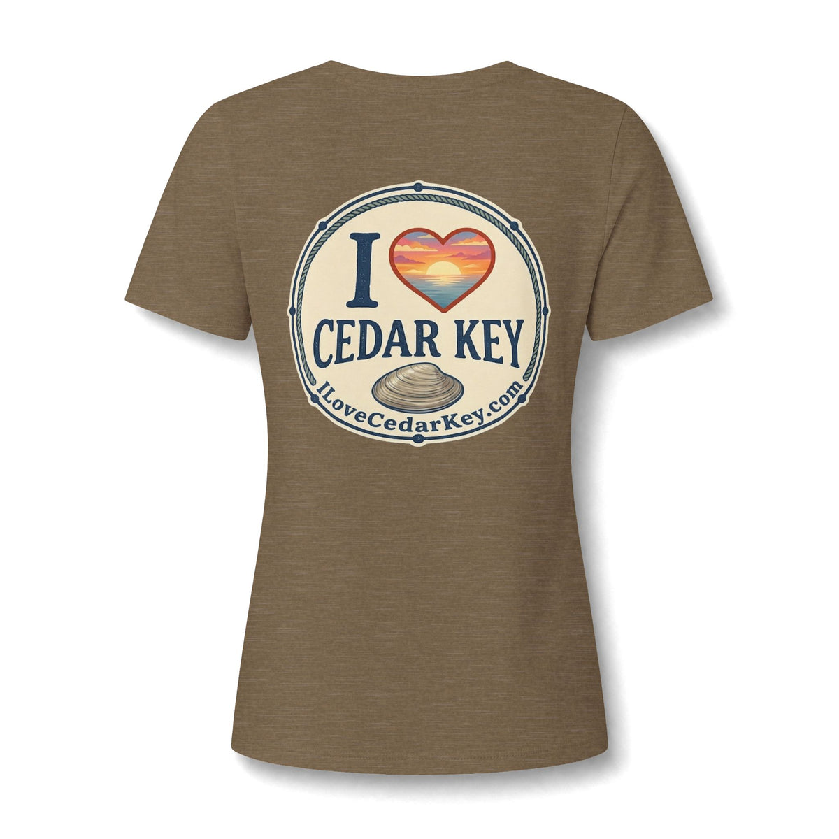 I Love Cedar Key Women's Relaxed V-Neck Tee — Soft Heathered Everyday Shirt