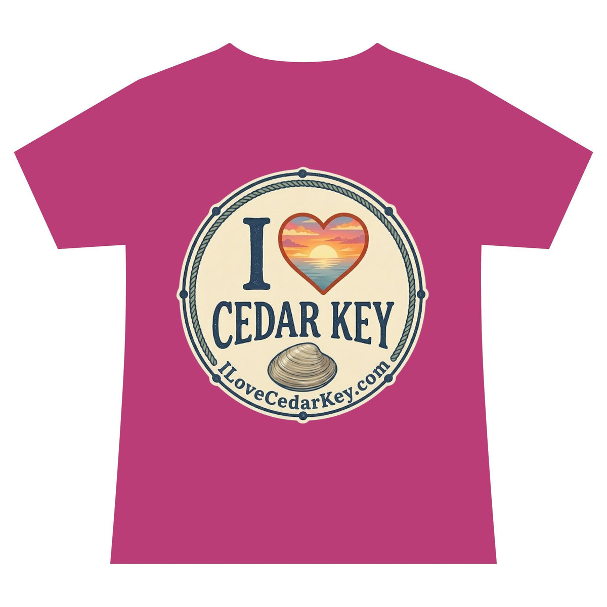 Official I Love Cedar Key logo V-Neck Tee