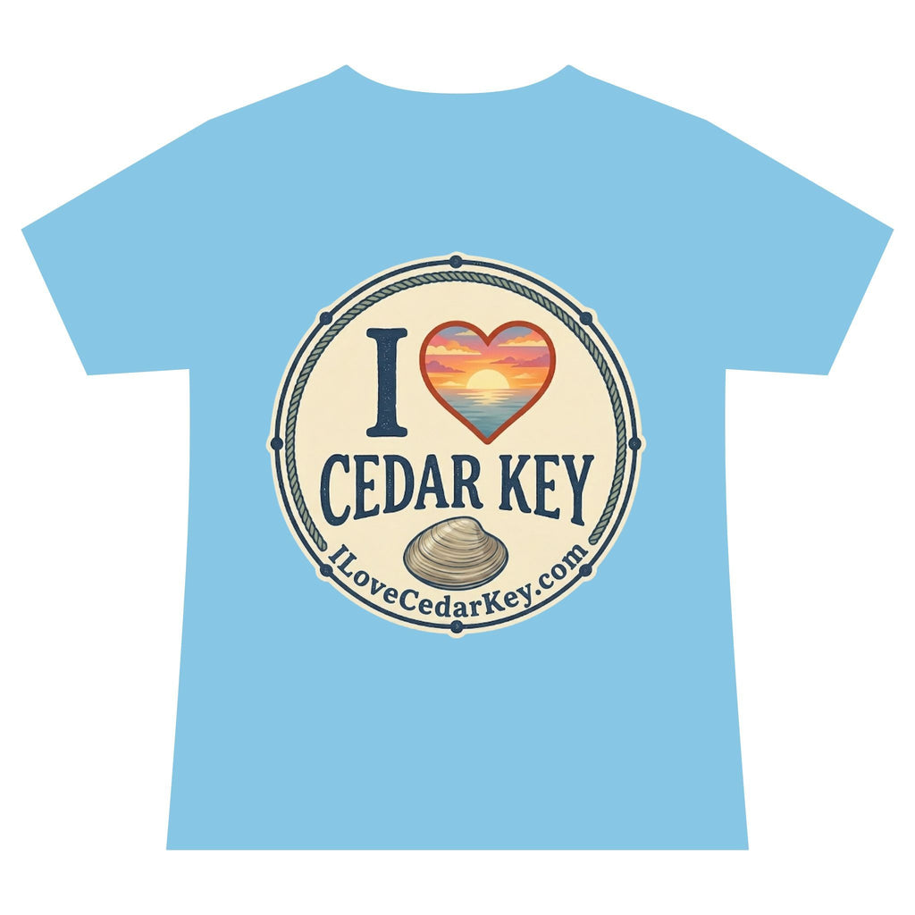 Official I Love Cedar Key logo V-Neck Tee