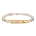Engraved Natural Stone Stretch Bracelet — "I  Love Cedar Key" Bar