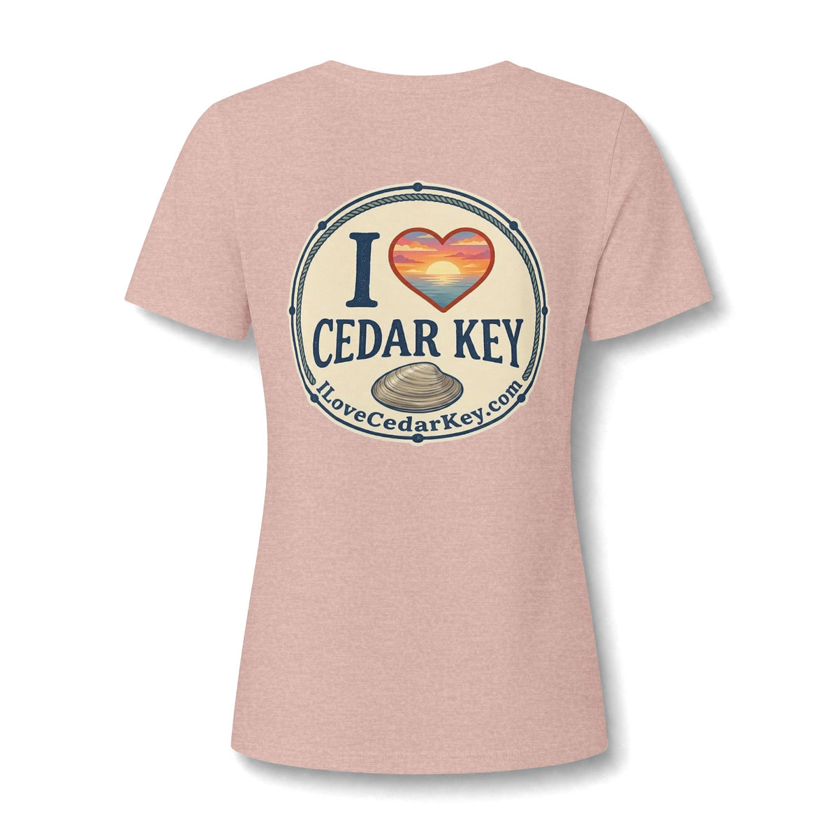 I Love Cedar Key Women's Relaxed V-Neck Tee — Soft Heathered Everyday Shirt