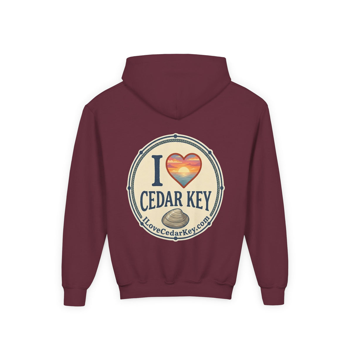 Youth Hoodie — I Love Cedar Key Logo Hooded Sweatshirt