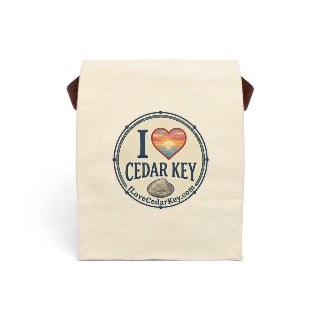 Canvas Lunch Bag — I Love Cedar Key Tote with Strap