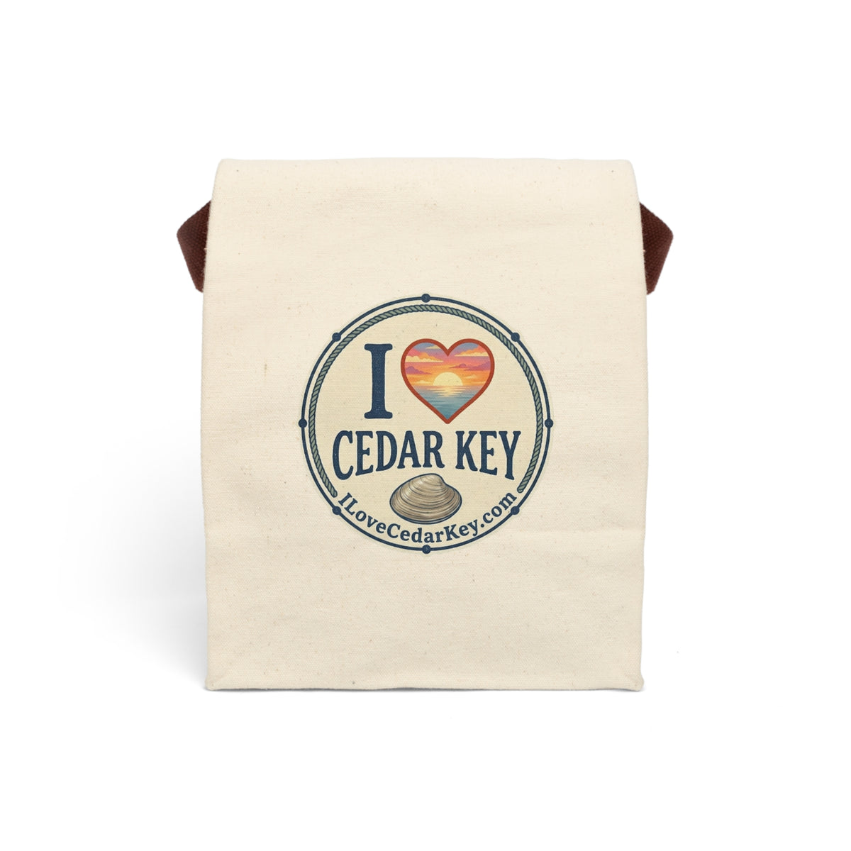 Canvas Lunch Bag — I Love Cedar Key Tote with Strap
