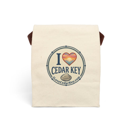 Canvas Lunch Bag — I Love Cedar Key Tote with Strap