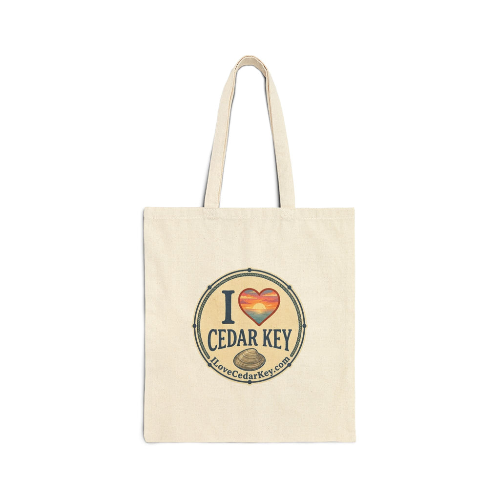 Cedar Key Cotton Tote Bag – I  Love Cedar Key logo Beach Market Bag