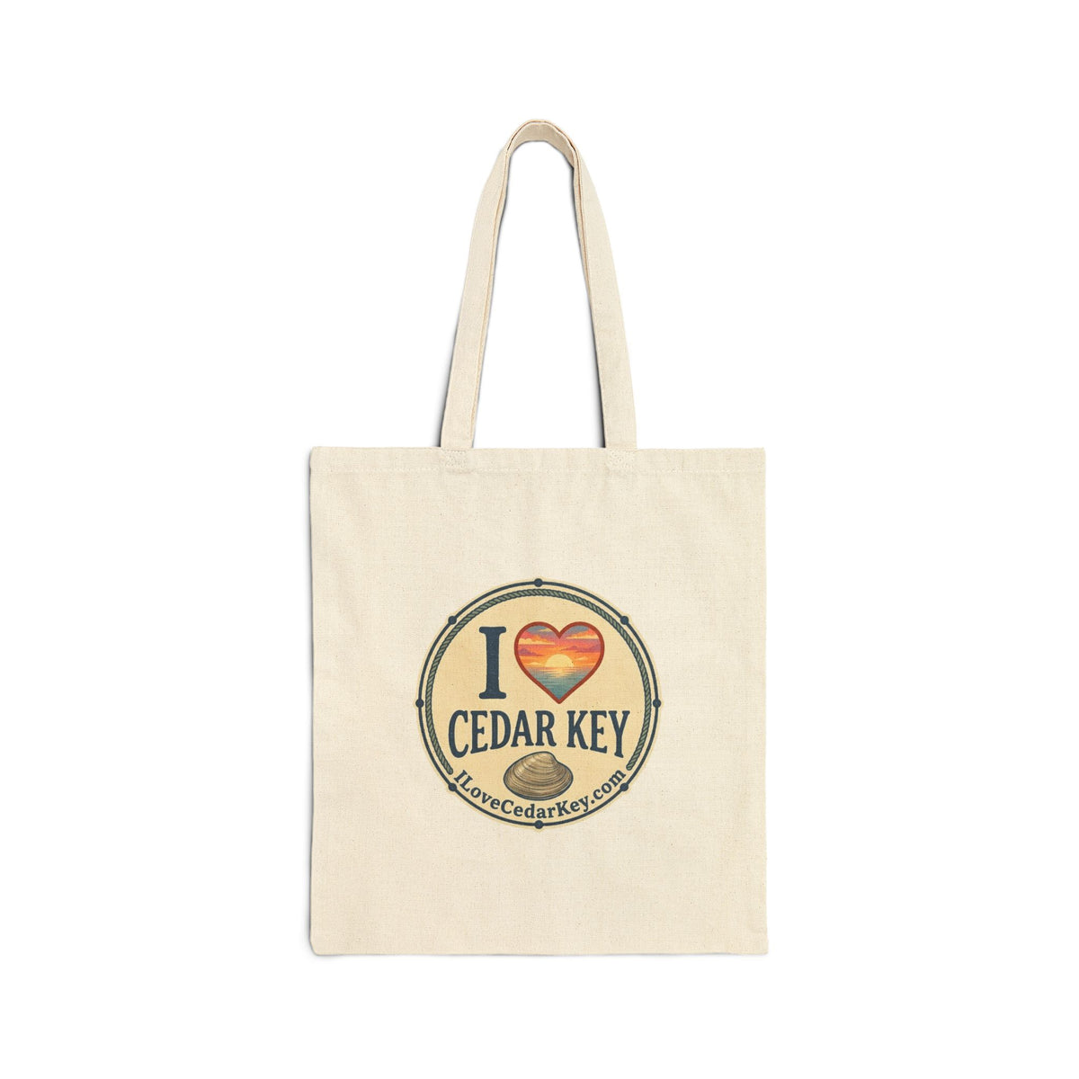 Cedar Key Cotton Tote Bag – I  Love Cedar Key logo Beach Market Bag