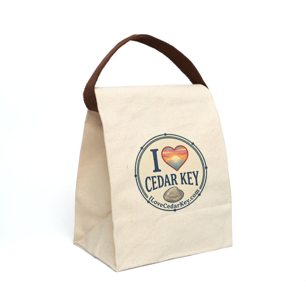 Canvas Lunch Bag — I Love Cedar Key Tote with Strap
