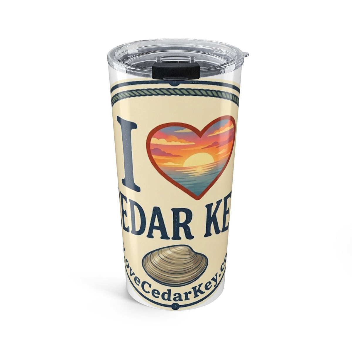 I Love Cedar Key 20oz Travel Tumbler — Coastal Drink Cup