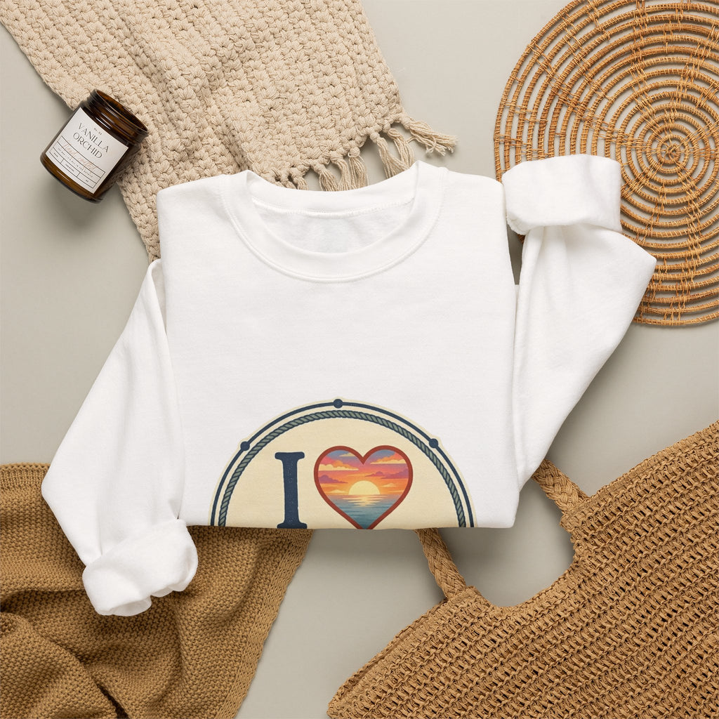 Cedar Key Heart Crewneck Sweatshirt — I Love Cedar Key Vintage Logo