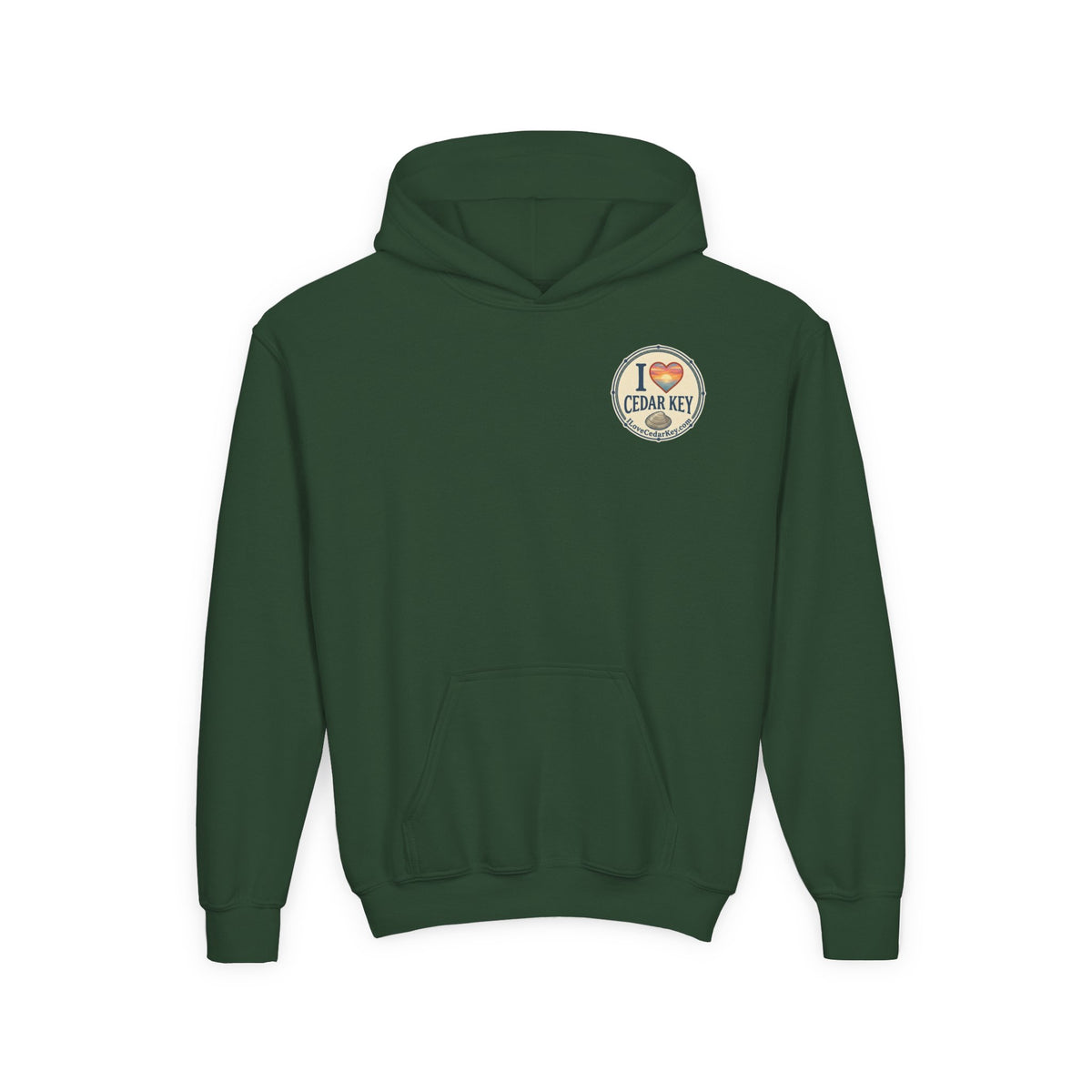 Youth Hoodie — I Love Cedar Key Logo Hooded Sweatshirt