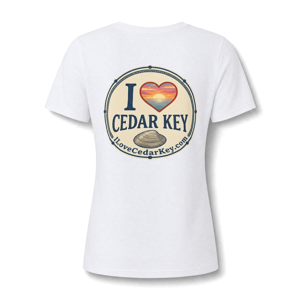 I Love Cedar Key Women's Relaxed V-Neck Tee — Soft Heathered Everyday Shirt