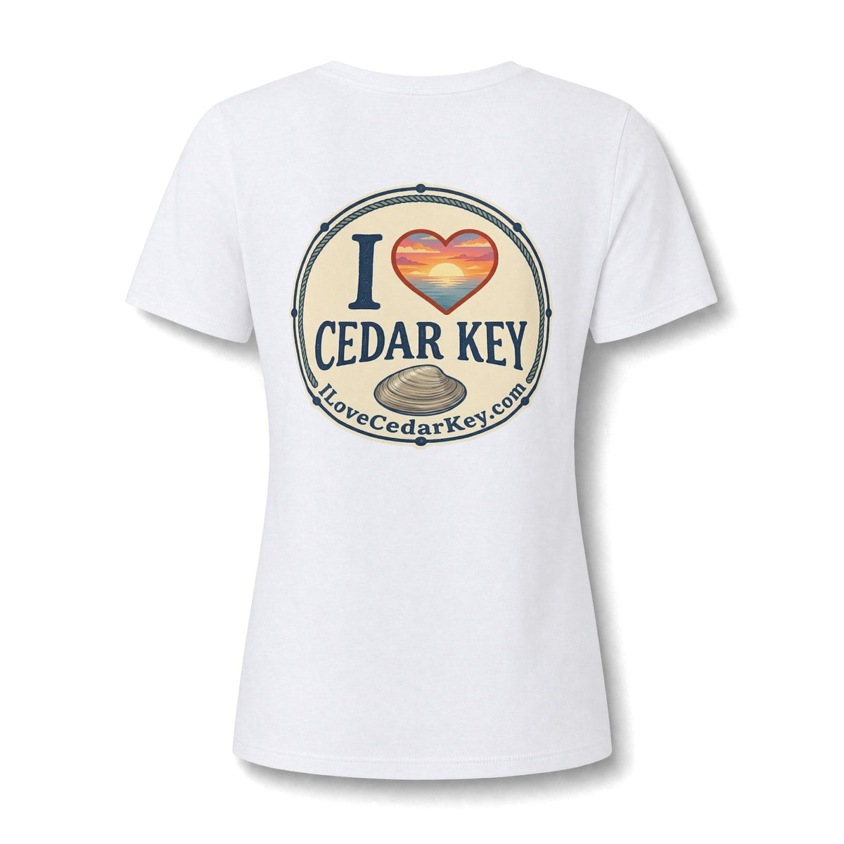 I Love Cedar Key Women's Relaxed V-Neck Tee — Soft Heathered Everyday Shirt