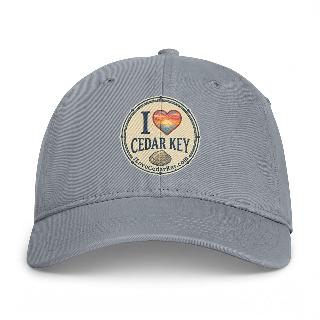 Official "I Love Cedar Key" Vintage Cotton Beach Cap | Coastal Fishing