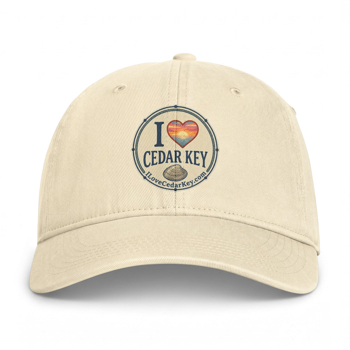 Official "I Love Cedar Key" Vintage Cotton Beach Cap | Coastal Fishing