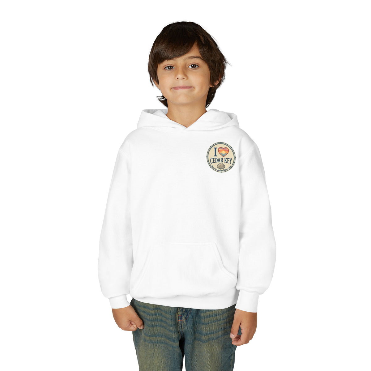Youth Hoodie — I Love Cedar Key Logo Hooded Sweatshirt