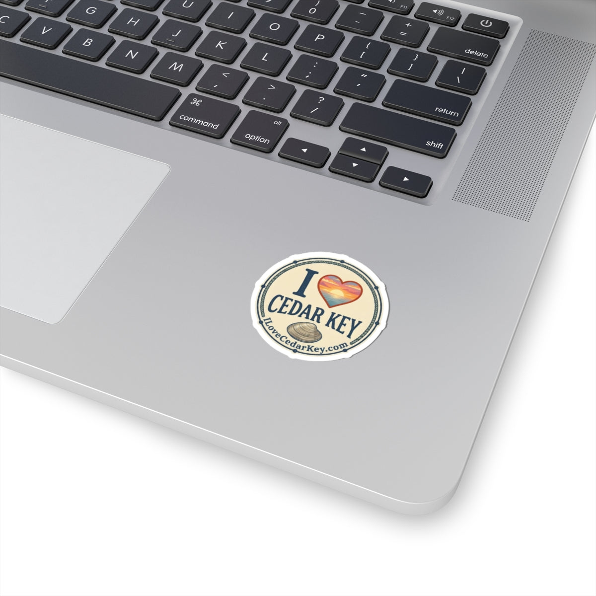 I  Love Cedar Key logo Cut Sticker — Coastal Sunset Souvenir Sticker
