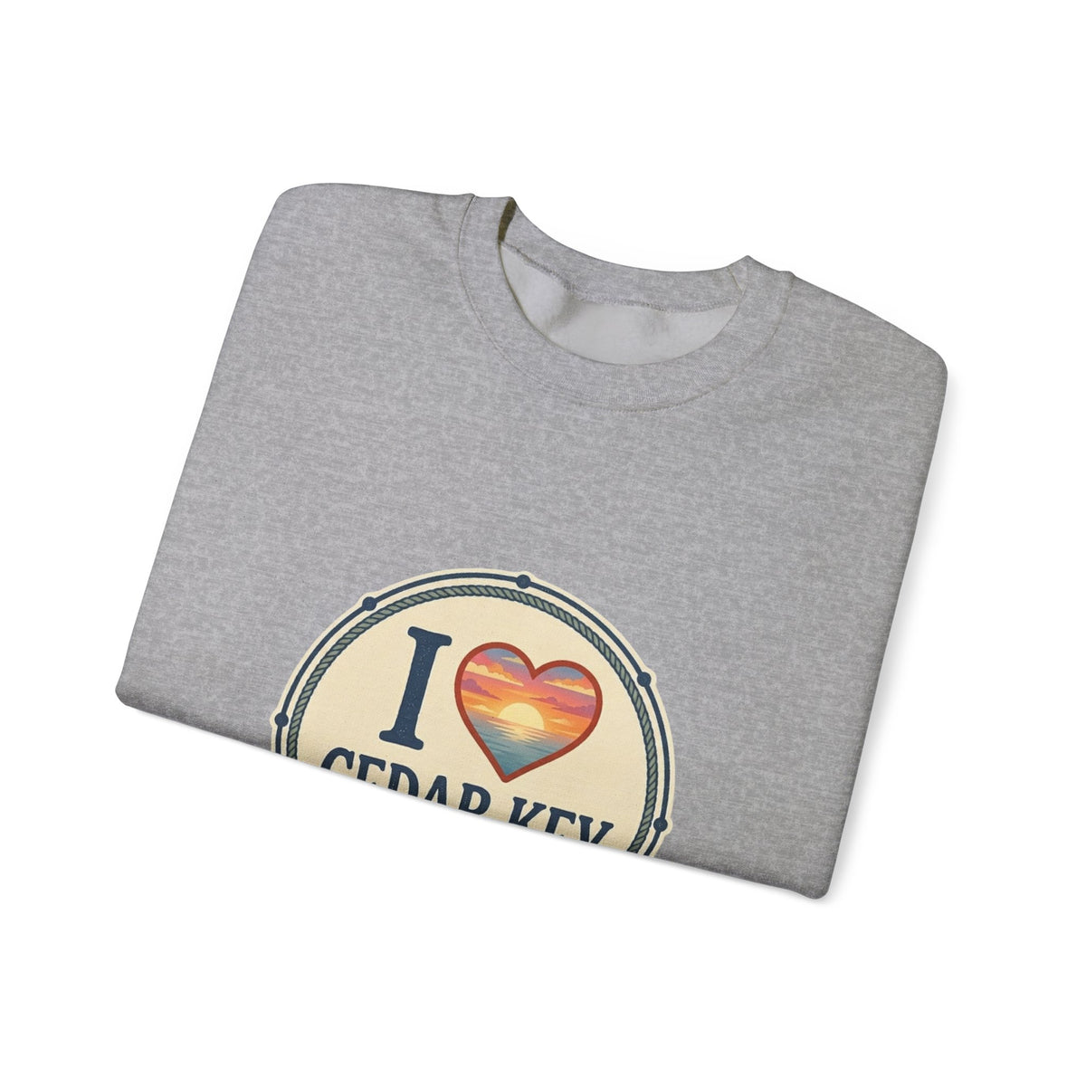 Cedar Key Heart Crewneck Sweatshirt — I Love Cedar Key Vintage Logo