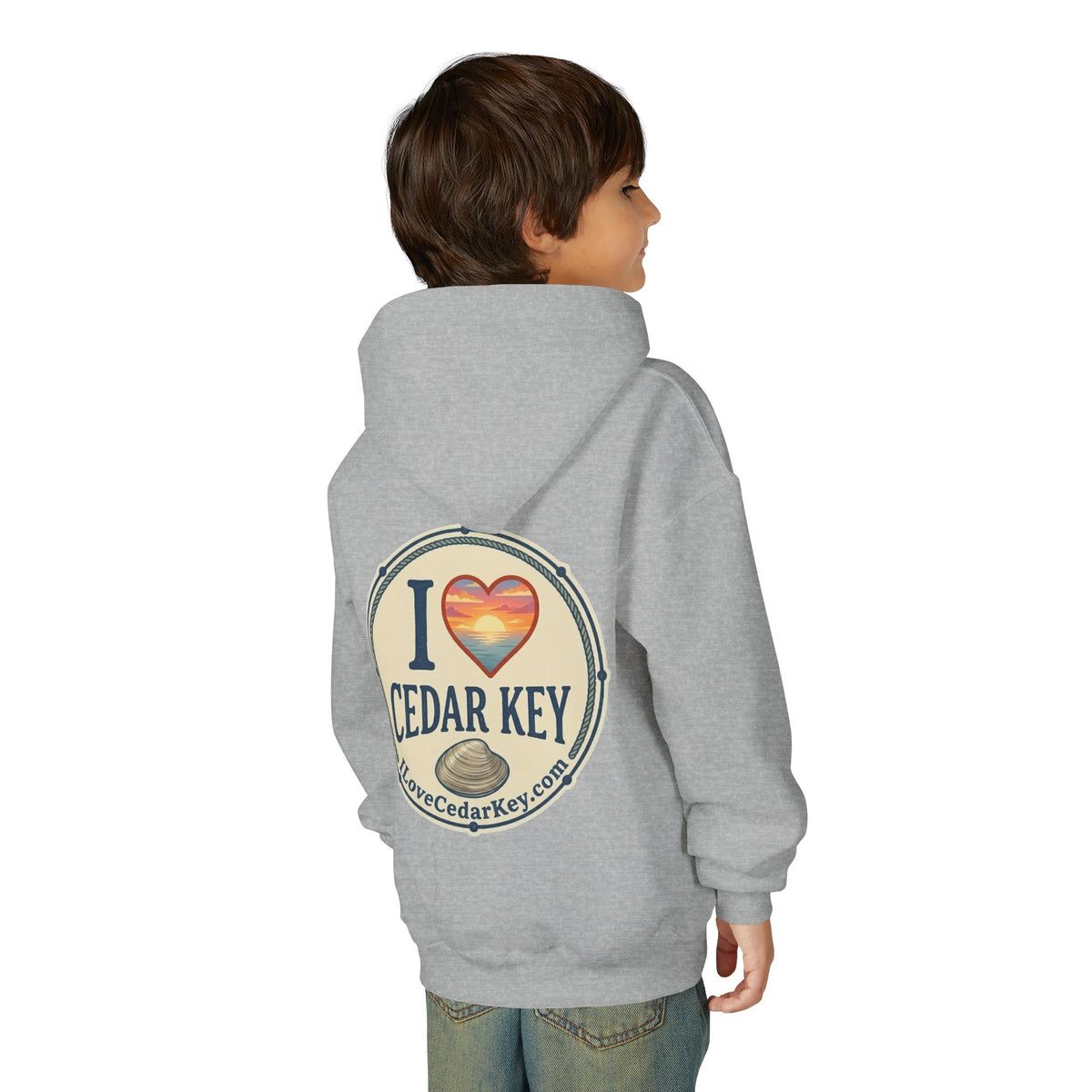 Youth Hoodie — I Love Cedar Key Logo Hooded Sweatshirt