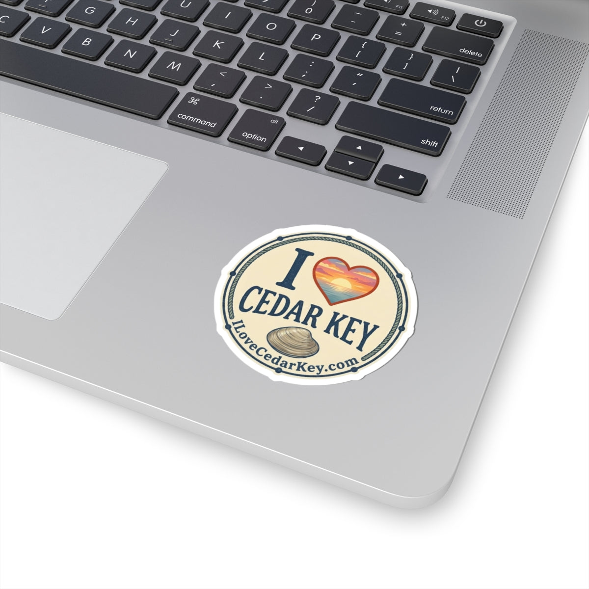 I  Love Cedar Key logo Cut Sticker — Coastal Sunset Souvenir Sticker