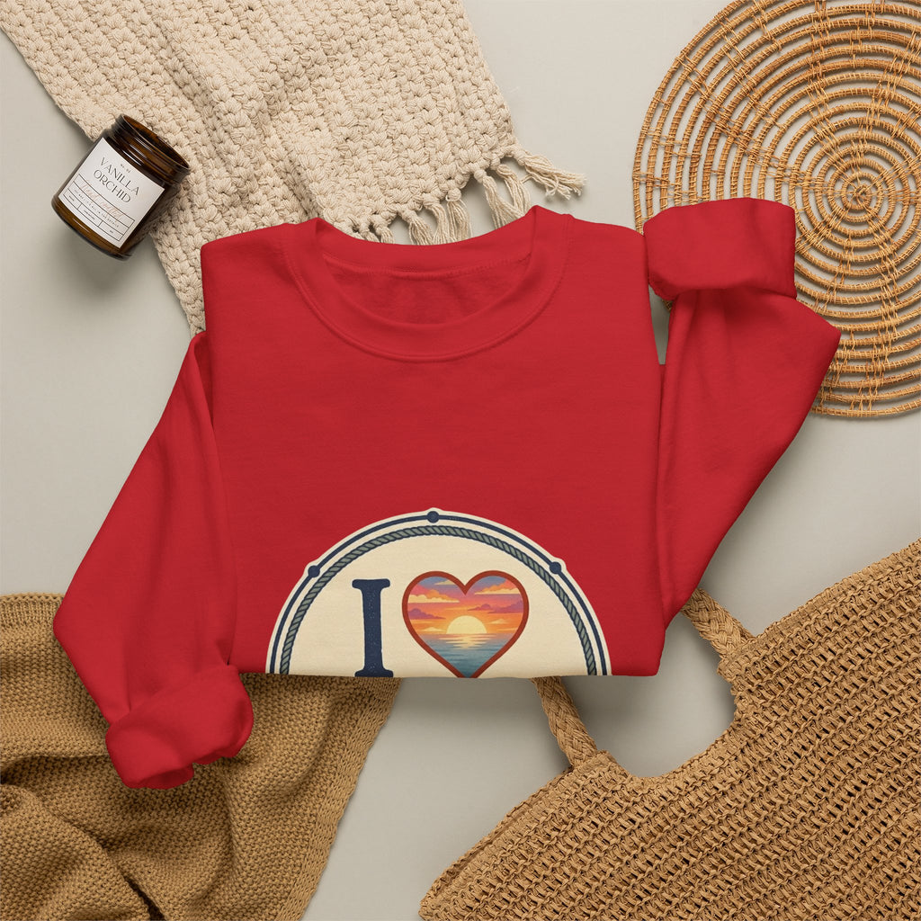 Cedar Key Heart Crewneck Sweatshirt — I Love Cedar Key Vintage Logo